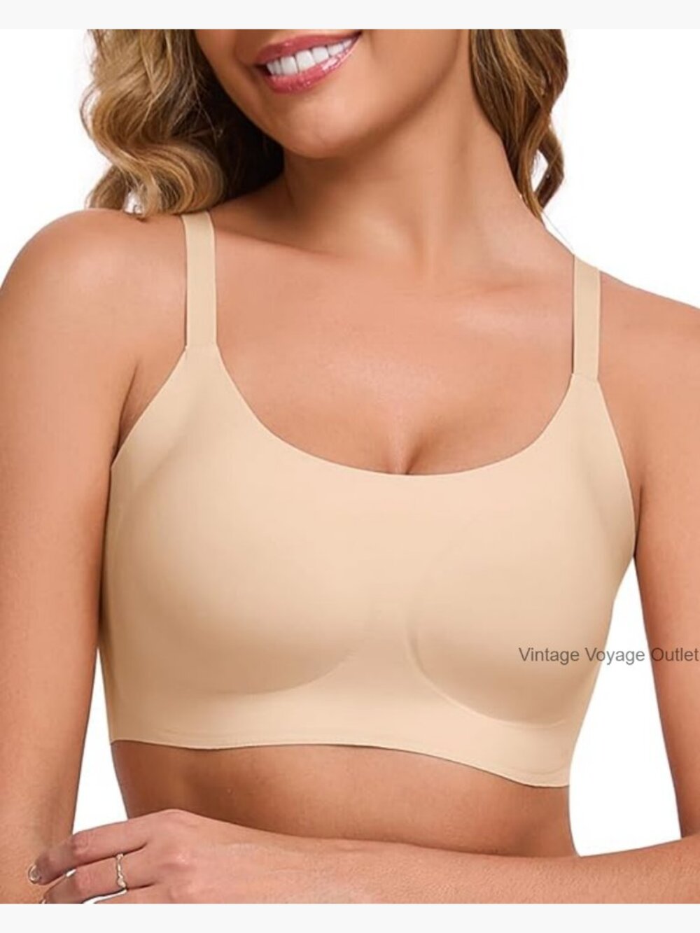 Seamless Pull On Bralette Wireless Spaghetti Strap Comfort Bra